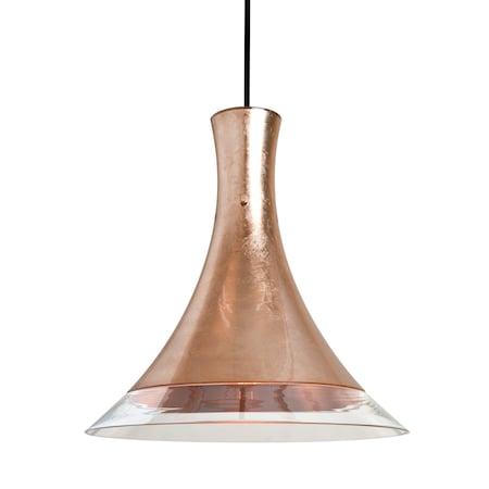 Besa Lighting Rio Cord Pendant, Copper Foil/Clear, Black Finish, 1x60W Incandescent 1JT-RIOCF-BK